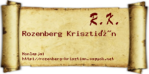 Rozenberg Krisztián névjegykártya